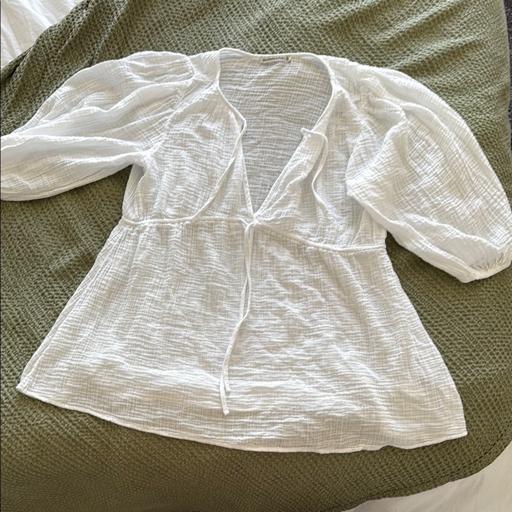 Abercrombie & Fitch White Textured Coverup